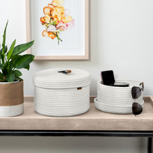 Load image into Gallery viewer, Set of Two Lidded Baskets - Ivory White