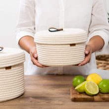 Load image into Gallery viewer, Set of Two Lidded Baskets - Off White DENJA & CO