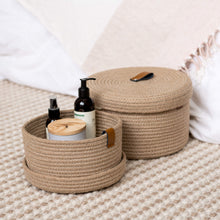Load image into Gallery viewer, Set of Two Lidded Baskets - Jute Rope DENJA & CO