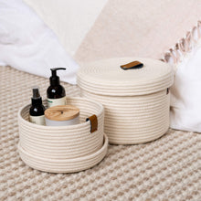 Load image into Gallery viewer, Set of Two Lidded Baskets - Off White DENJA & CO