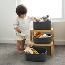 Load image into Gallery viewer, Set of Three Rectangle Baskets - Charcoal Gray DENJA & CO