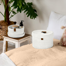 Load image into Gallery viewer, Set of Two Lidded Baskets - Ivory White
