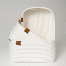 Load image into Gallery viewer, Set of Three Rectangle Baskets - White DENJA &amp; CO
